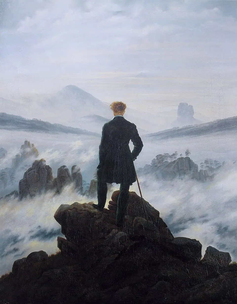 Monk by the Sea, Caspar David Friedrich, 1808–10, "domínio público"