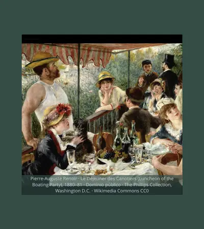 Pierre-Auguste Renoir · Le Déjeuner des Canotiers (Luncheon of the Boating Party), 1880–81 · Domínio público · The Phillips Collection, Washington D.C. · Wikimedia Commons CC0