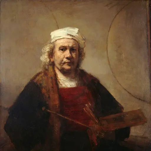 Self-Portrait with Two Circles, Rembrandt van Rijn, c. 1665-69, "domínio público"